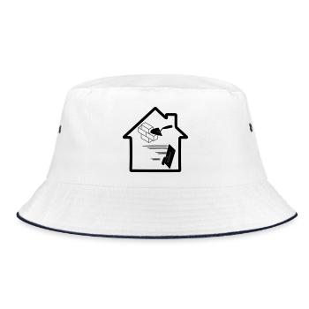 Mason Stuck Werkzeug Logo Haus Gebäude 2 - Bucket Hat - Weiß/Navy - Vorne
