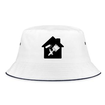 Malerrolle und Pinsel - Bucket Hat - Weiß/Navy - Vorne