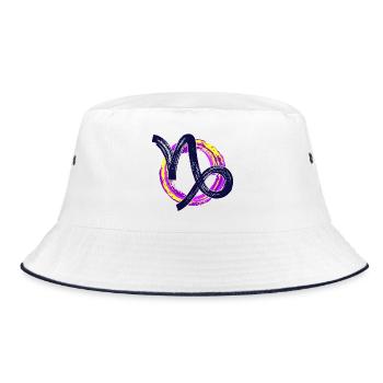 Astronomie Esoterik Steinbock Tierkreis Horoskop - Bucket Hat - Weiß/Navy - Vorne