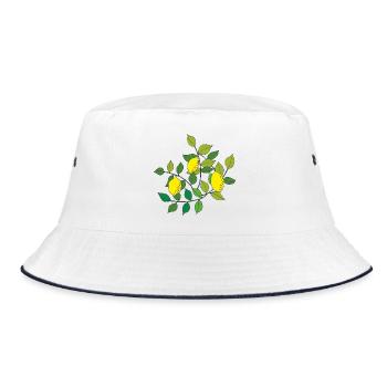 zitronen baum - Bucket Hat - Weiß/Navy - Vorne