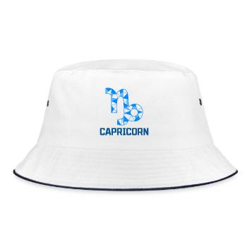 Tierkreis Spruch Steinbock Sterndeutung Galaxie - Bucket Hat - Weiß/Navy - Vorne