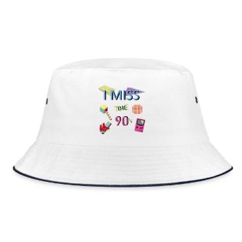 Nostalgic 90s theme - Bucket Hat - white/navy - Front