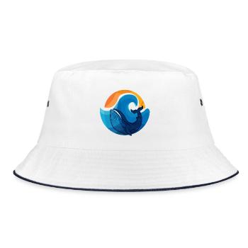 Wellen und Walhai Illustration - Bucket Hat - Weiß/Navy - Vorne