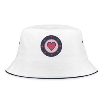 Star Heart - Bucket Hat - white/navy - Front