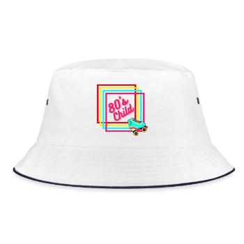 80's Child - Retro Birthday - Bucket Hat - Weiß/Navy - Vorne