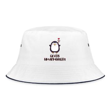 Pinguin Herz Süß Statement Tier Vogel Arktis - Bucket Hat - Weiß/Navy - Vorne