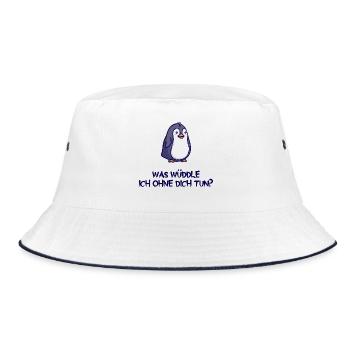Tier Humorvoll Pinguin Statement Arktis Vogel - Bucket Hat - Weiß/Navy - Vorne