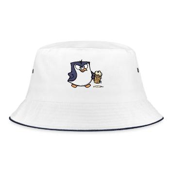 Cool Pinguin Bier Tier Vogel Seevogel Antarktis - Bucket Hat - Weiß/Navy - Vorne