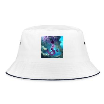 Wonderful mermaid in the deep ocean - Bucket Hat - white/navy - Front