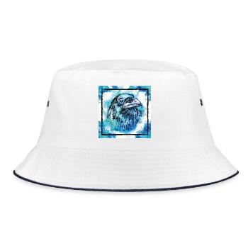 Der blaue Rabe, Tier Geschenke - Bucket Hat - Weiß/Navy - Vorne