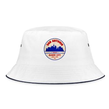 San Antonio Skyline Retro Badge - Bucket Hat - white/navy - Front