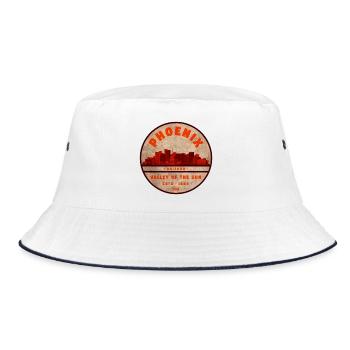 Phoenix Skyline Retro Abzeichen - Bucket Hat - Weiß/Navy - Vorne