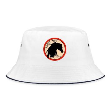 riding horse hobby sport horse love crest mane b - Bucket Hat - white/navy - Front