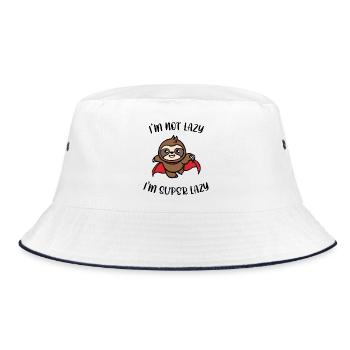 Faultier Säugetier Humorvoll Zoo Faul Statement - Bucket Hat - Weiß/Navy - Vorne
