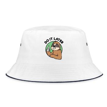 Faul Statement Faultier Tier Säugetier Zoo Urwald - Bucket Hat - Weiß/Navy - Vorne