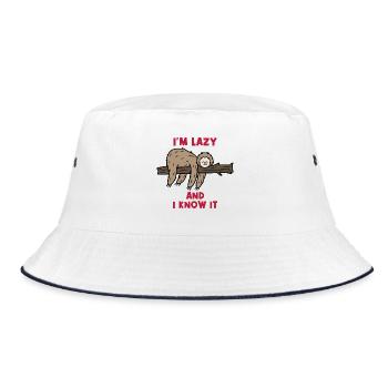 Humorvoll Statement Faul Faultier Urwald Säugetier - Bucket Hat - Weiß/Navy - Vorne