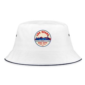 Sin City Skyline Retro Round Logo - Bucket Hat - white/navy - Front