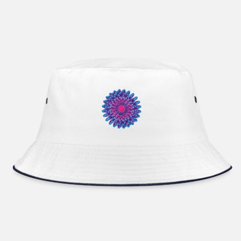 Vektor Blume - Bucket Hat - Weiß/Navy