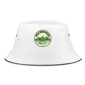 Milwaukee Skyline Brew City Badge - Bucket Hat - Weiß/Navy - Vorne