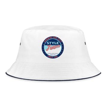 Vintage inspired high quality t-shirt design. - Bucket Hat - white/navy - Front