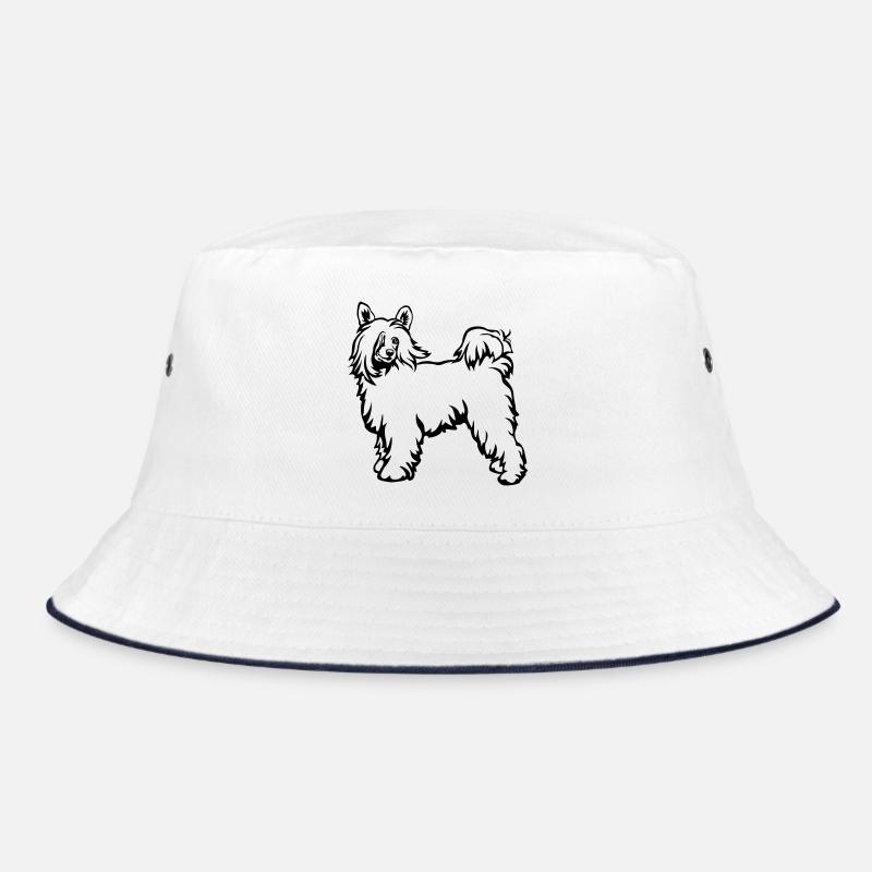 Chinese Crested Powderpuff - Bucket Hat - Weiß/Navy