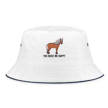 Pferde Pferdeliebe Statement Islandpferde - Bucket Hat - Weiß/Navy - Vorne