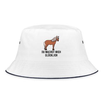 Pferdefan Pferde Islandpferde Reiten Statement - Bucket Hat - Weiß/Navy - Vorne