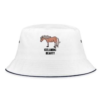 Islandpferde Statement Pferde Araber Reiten - Bucket Hat - Weiß/Navy - Vorne