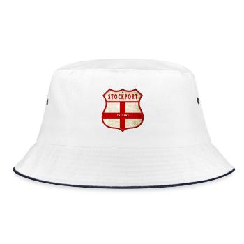 Stockport England coat of arms - Bucket Hat - white/navy - Front