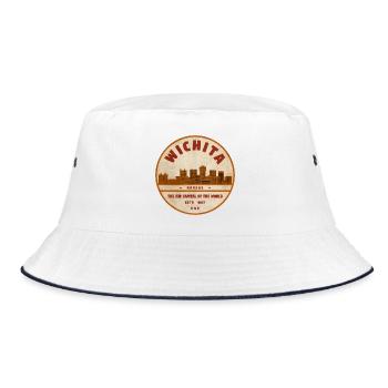 Wichita Vintage Abzeichen Luftkapital - Bucket Hat - Weiß/Navy - Vorne