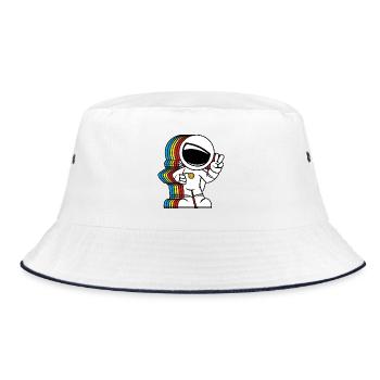 Peace Loving Astronaut - Cute Peace Sign Spaceman - Bucket Hat - white/navy - Front