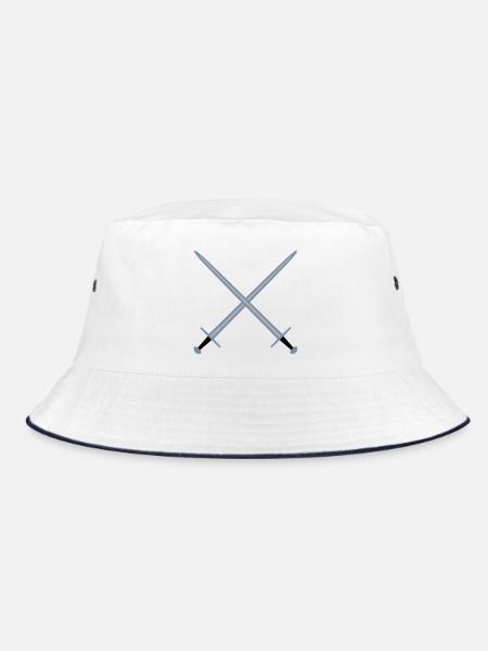 Gekreuzte Schwerter. - Bucket Hat - Weiß/Navy - Vorne