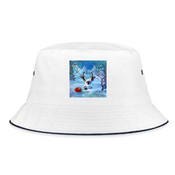 Cute little reindeer in a winter landscape - Bucket Hat - white/navy - Front
