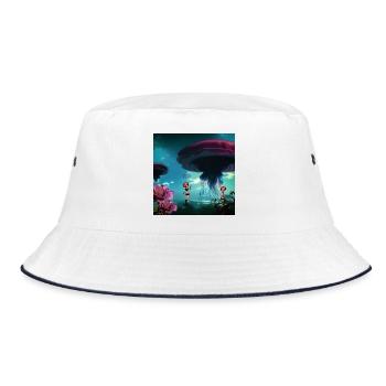 Stunning jellyfish float in the sky - Bucket Hat - white/navy - Front