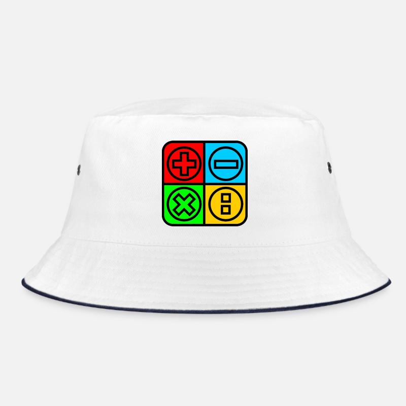 Calculate logo with four emblems color black outlined Bucket Hat
