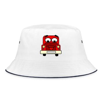 Happy car with face red - Bucket Hat - white/navy - Front