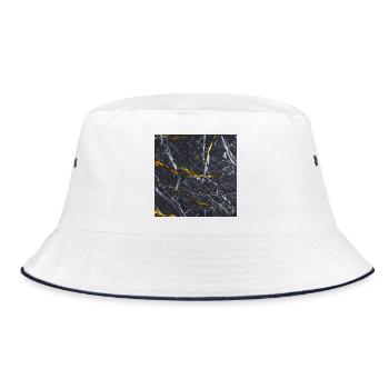 Marble Black Gold Texture - Bucket Hat - white/navy - Front