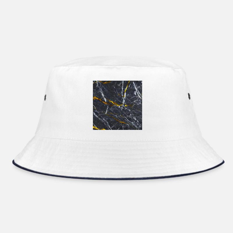 Marmor Schwarz Gold Textur Bucket Hat