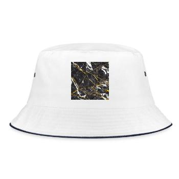 Marble Black Gold Marble imitation - Bucket Hat - white/navy - Front