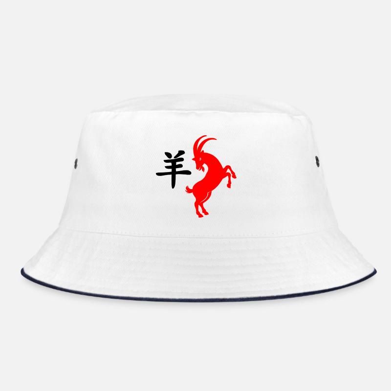 Chinese script with red Goat Bucket Hat