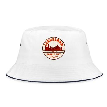 Cleveland Skyline Vintage Badge - Bucket Hat - white/navy - Front