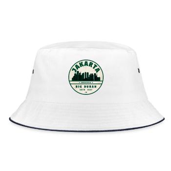Jakarta Skyline Vintage Badge - Bucket Hat - white/navy - Front