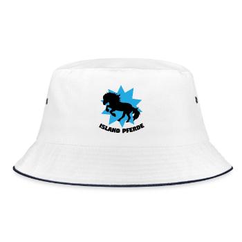 Reiten Islandpferde Haflinger Statement Pferde - Bucket Hat - Weiß/Navy - Vorne