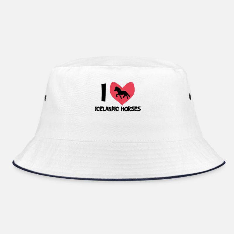 Islandpferde Ich Liebe Pferde Herz Statement - Bucket Hat - Weiß/Navy