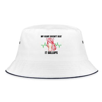 Hengst Cool Islandpferde Pferdeliebe Statement - Bucket Hat - Weiß/Navy - Vorne