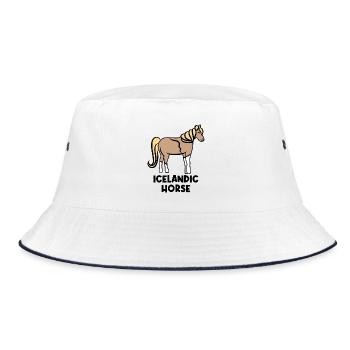 Islandpferde Pferdenarr Haflinger Ross Spruch - Bucket Hat - Weiß/Navy - Vorne