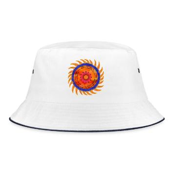 Sonnenschein-Mandala schwarze Schrift - Bucket Hat - Weiß/Navy - Vorne