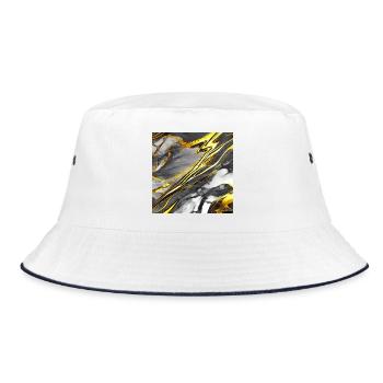 Marble Black Gold Texture - Bucket Hat - white/navy - Front