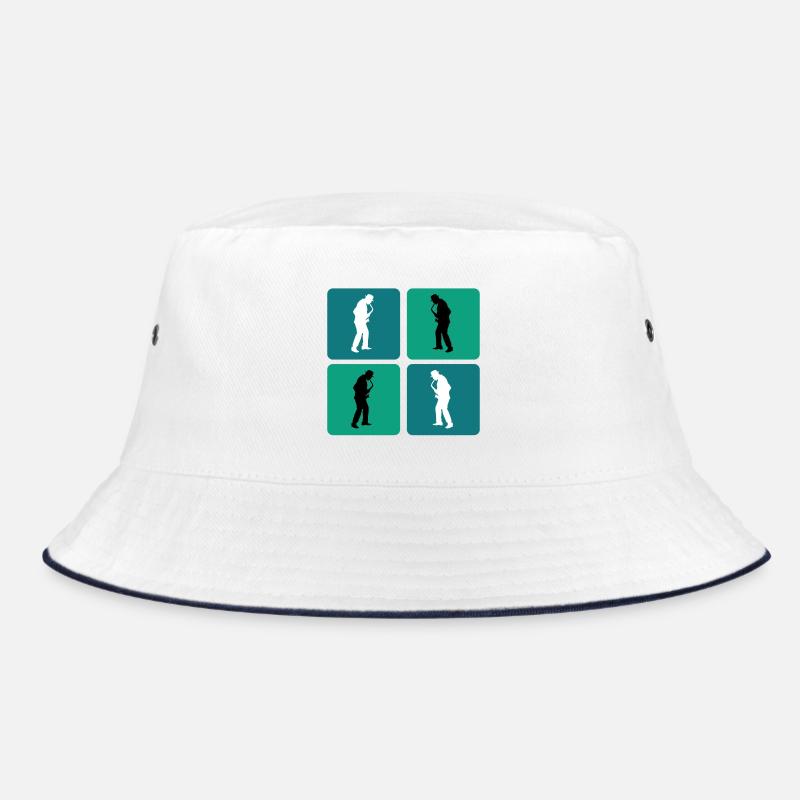 Saxophone Design - Bucket Hat - Weiß/Navy