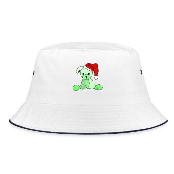 Weihnachtshund Christmas Dog - Bucket Hat - Weiß/Navy - Vorne
